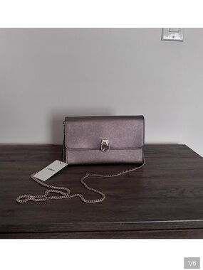 Furla Pewter Crossbody with Chain Strap
